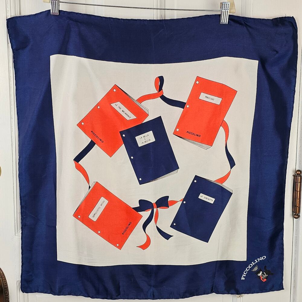 VTG Piccolino red white blue Italian scarf Fairy tale notebooks Italian